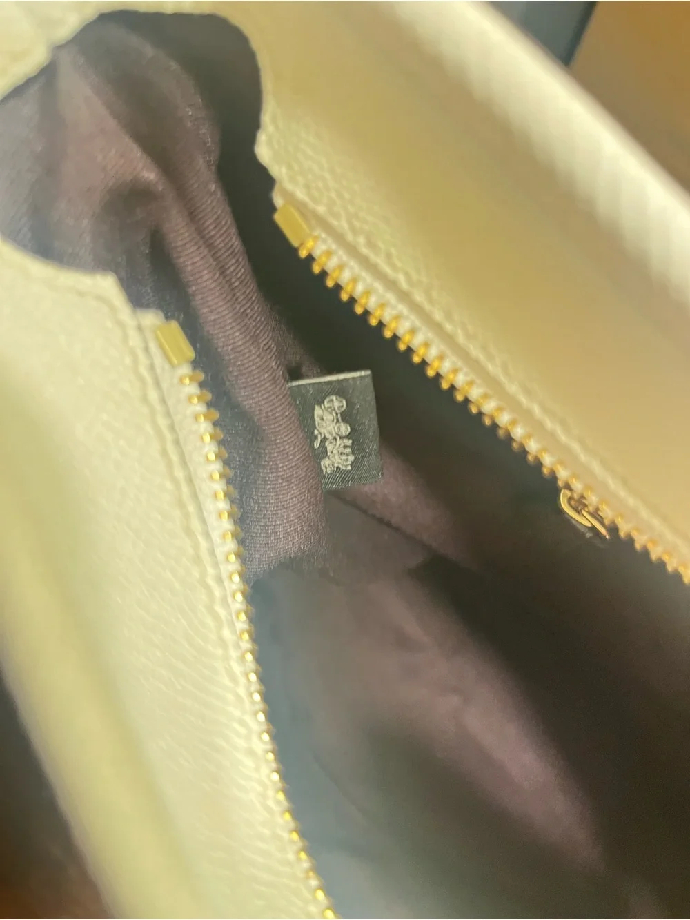 Coach Cream Leather Tote with Stud Embellishments